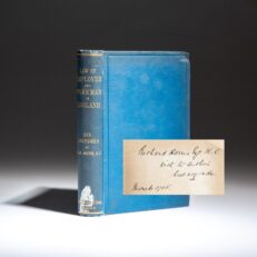 Signed first edition of The Laws Regulating the Relation of Employer and Workman in England by Alfred Henry Ruegg.