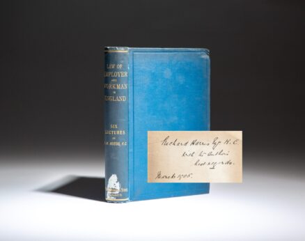 Signed first edition of The Laws Regulating the Relation of Employer and Workman in England by Alfred Henry Ruegg.