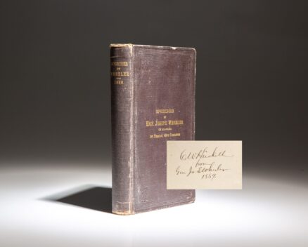 Inscribed by General Joseph Wheeler to Colonel C.W. Heiskell, the first edition of Speeches of Honorable Joseph Wheeler of Alabama.