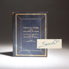 Signed first edition of The Prince of Wales' Presidential Address to The British Association for the Advancement of Science, given August 4th, 1926.