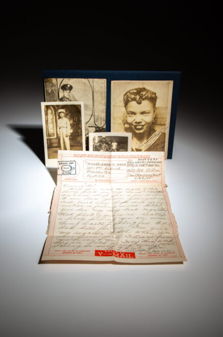 Series of photographs and handwritten letters from Private First Class Henry B. Ferguson, an African American solider serving in the 742nd Anti-Aircraft Artillery Battalion in the South Pacific during World War II, to Miss Elizabeth Webb of Bradenton, Florida.