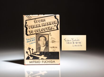 First edition of from "Pearl Harbor to Golgotha," signed twice by Commander Mitsuo Fuchida of the Imperial Japanese Navy Air Service, leader of the first wave of bomber and fighter plants to attack Pearl Harbor on December 7, 1941.