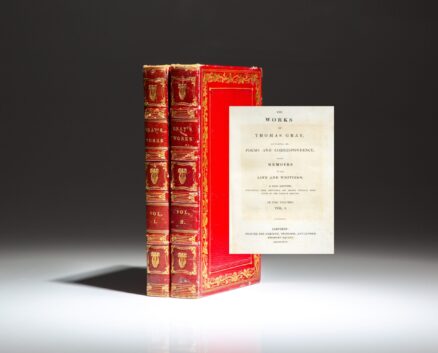 With fore-edge paintings depicting American sailing vessels, the New Edition of The Works of Thomas Gray.