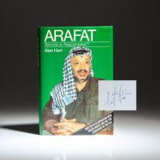 Second edition of Arafat: A Political Biography, signed by the author, Alan Hart, and Yasser Arafat.