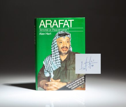 Second edition of Arafat: A Political Biography, signed by the author, Alan Hart, and Yasser Arafat.