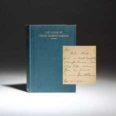 Inscribed to Helen Rogers Reid, the president of the New York Herald Tribune, the first edition of The Poems of Corinne Roosevelt Robinson, the youngest sister of President Theodore Roosevelt.