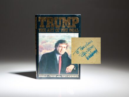 First edition, third printing of Trump: Art of the Deal, inscribed by Donald Trump.