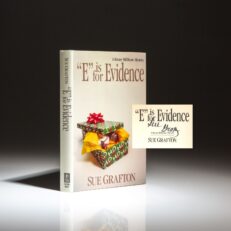 Signed first edition of "E" is for Evidence by Sue Grafton.