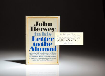 Inscribed by John Hersey, the first edition of Letter To The Alumni, published in 1970.