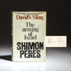 Signed first edition of David's Sling by Shimon Peres.