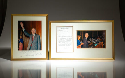 From the retirement announcement of Justice Lewis F. Powell on June 26, 1987, a letter and photograph inscribed to Toni House, the chief spokeswoman of the Supreme Court.