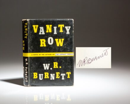 Signed first edition, first printing of Vanity Row by W.R. Burnett.