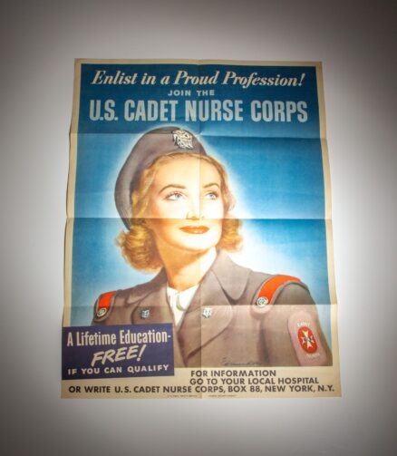 From World War II, the United States Cadet Nurse Corps Recruitment Poster from 1943.