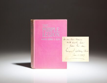 The first edition of The Purple Legion by Major George F. Eliot, inscribed by the author to his mother.