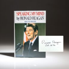 First edition of Speaking My Mind, signed by President Ronald Reagan and Nancy Reagan in 1992.