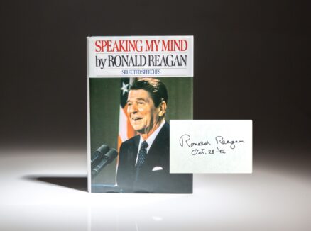 First edition of Speaking My Mind, signed by President Ronald Reagan and Nancy Reagan in 1992.