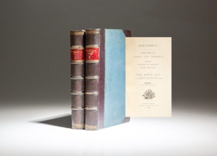 First edition of Praeterita: Outlines of Scenes and Thoughts Perhaps Worthy of Memory in My Past Life by John Ruskin, published in 1886-87.