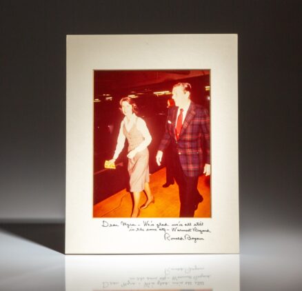 Inscribed photograph of President Ronald Reagan and Myra L. Tankersley, longtime friend of the Reagan's from California and Confidential Assistant to Attorney General William French Smith.