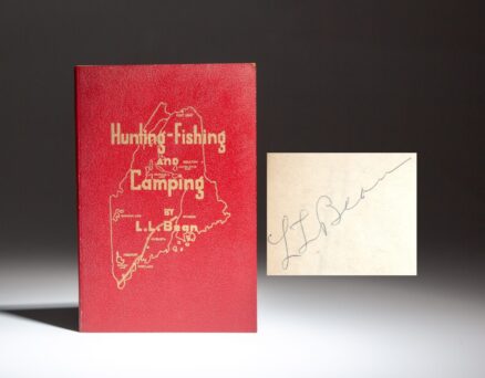 Hunting-Fishing and Camping by L.L. Bean, signed by the author and founder of the retail company, Leon Leonwood Bean.