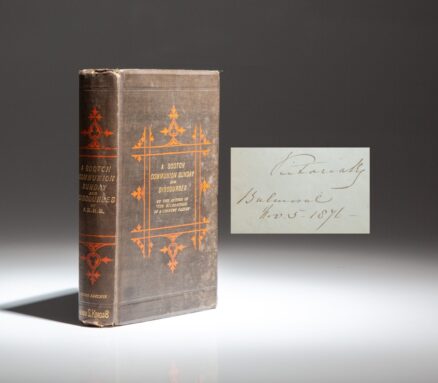 Inscribed by Queen Victoria to one of her Women of the Bedchamber, the second edition of A Scotch Communion Sunday by Andrew Kennedy Hutchinson Boyd.