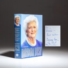 Barbara Bush: A Memoir, inscribed by former First Lady Barbara Bush and President George H.W. Bush.