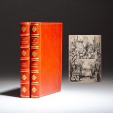 Uniformly bound in red morocco, an early edition of Alice's Adventures in Wonderland with the first edition of Through the Looking-Glass by Lewis Carroll.