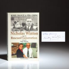 Signed by Nicholas Winton, the Third Edition of Nicholas Winton and the Rescued Generation by Muriel Emanuel and Vera Gissing. Now a major motion picture titled One Life, starring Anthony Hopkins.