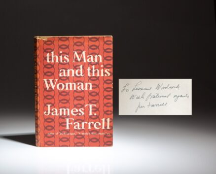 Signed first edition of This Man and This Woman by James T. Farrell, with an inscription to US Ambassador Leonard Woodcock.