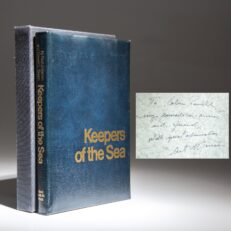 Inscribed to Colin Powell, the deluxe edition of Keepers of the Sea by Fred J. Maroon and Edward L. Beech.