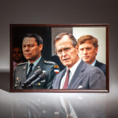 From the estate of Colin Powell, White House Jumbo photograph of President George H.W. Bush's announcement of Gen. Colin Powell as Chairman of the Joint Chiefs of Staff, August 10, 1989.