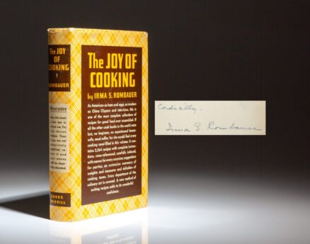 Signed first trade edition of Irma S. Rombauer's cookbook, The Joy of Cooking, in the publisher's first state dust jacket.