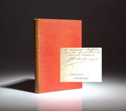 Signed first edition of L'Invasion Allemande by Général Georges Ernest Boulanger, inscribed to the future Prime Minister of Great Britain, Arthur Balfour.