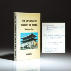 Inscribed to Senator Richard Lugar, The Diplomatic History of Korea by Woonsang Choi, including a letter to Lugar from the future President of South Korea, Kim Dae-Jung.