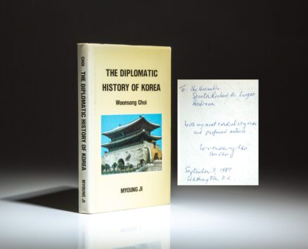 Inscribed to Senator Richard Lugar, The Diplomatic History of Korea by Woonsang Choi, including a letter to Lugar from the future President of South Korea, Kim Dae-Jung.