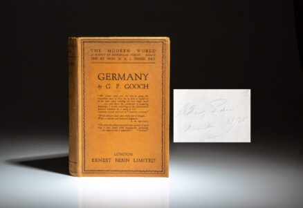 From the library of Sir Anthony Eden, Germany by George Peabody Gooch, with marginalia and bookplate of Prime Minister Anthony Eden.