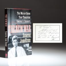 Inscribed to Senator Richard Lugar, the first edition of The New War by Senator John Kerry.