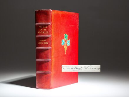 Signed limited edition of Wines of the World, edited by André L. Simon, bound by Zaehnsdorf of London for The Arcadia Press.