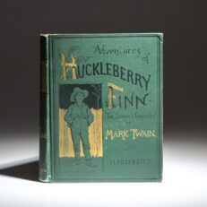 First edition, first issue of the Adventures of Huckleberry Finn, by Mark Twain.