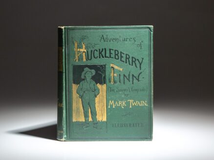 First edition, first issue of the Adventures of Huckleberry Finn, by Mark Twain.