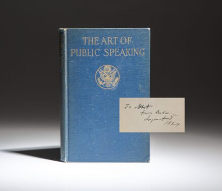 First edition of The Art of Public Speaking by Albert J. Beveridge, inscribed to his son, Albert.