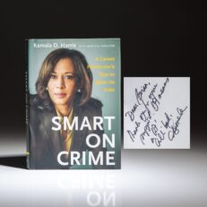 First edition of Smart On Crime: A Career Prosecutor's Plan to Make Us Safer, signed by future Vice President Kamala Harris.