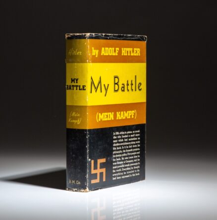 Second American edition of My Battle (Mein Kampf) by Adolf Hitler, in the publisher's exceptionally rare and controversial dust jacket.