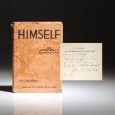 Signed first edition of Himself: The Autobiography of a Hindu Lady by Ramabai Ranade, translated by Katherine Van Akin Gates. From the original Marathi title of Amachya Ayushyatil Kahi Athavani.