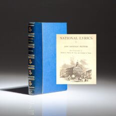 First edition of National Lyrics by John C. Whittier, with letter by Whittier, dated 1865, inserted opposite title page.