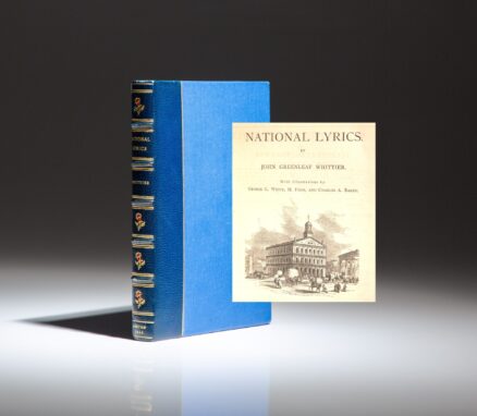 First edition of National Lyrics by John C. Whittier, with letter by Whittier, dated 1865, inserted opposite title page.